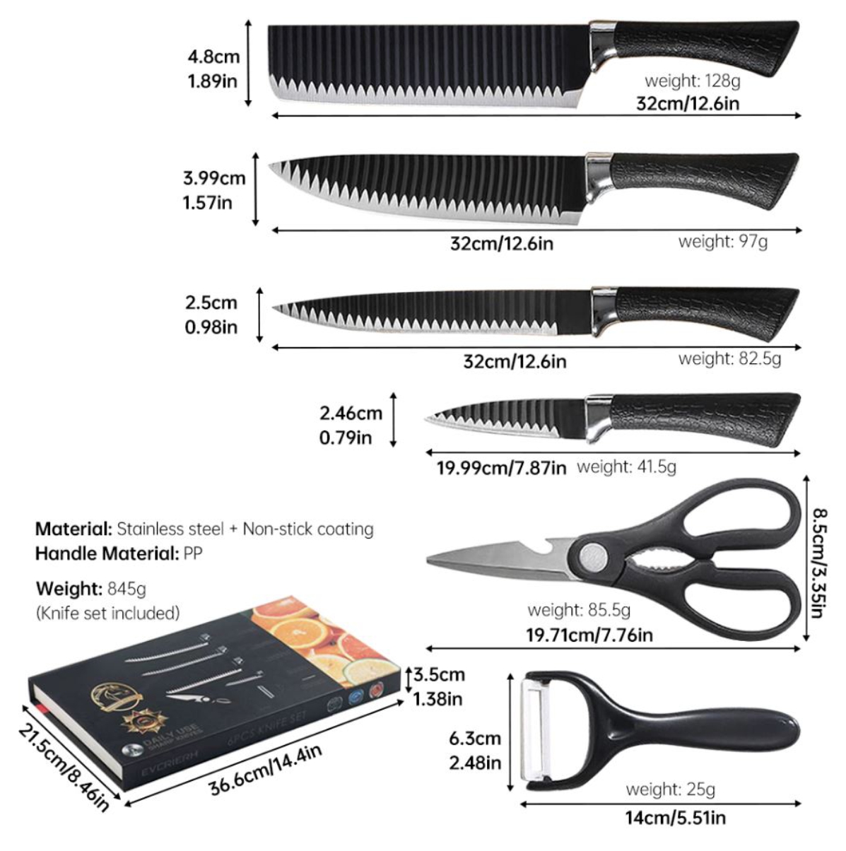 Miniatura 2 de Set Cuchillos Profesional 6Pzs Pela papa